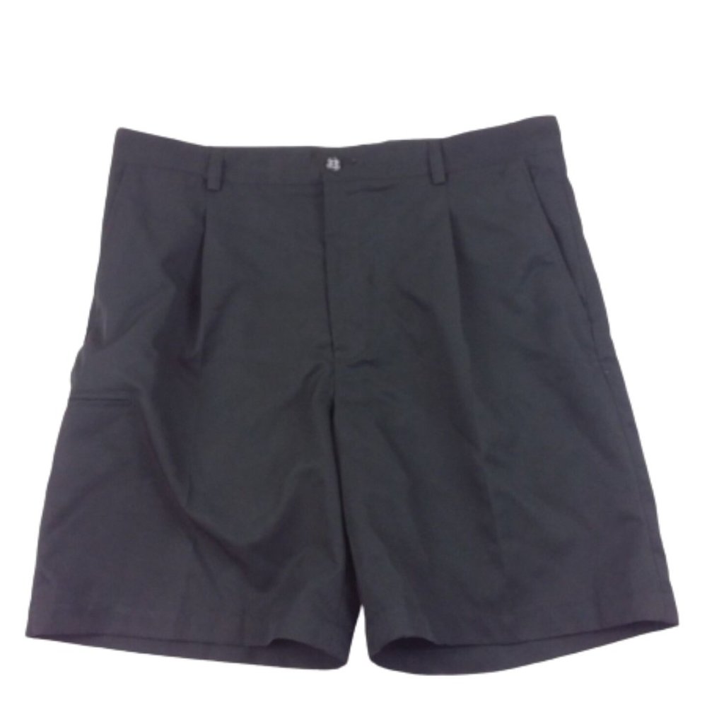 Wedge Golf Shorts Chinos Pleated Front 8" Inseam Button Rear Pockets Black